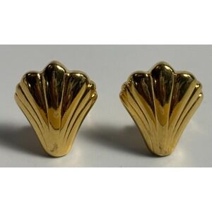 Vintage Nolan Miller Shell Earrings‎ in Gold Tone Chunky Retro Maximalist Look